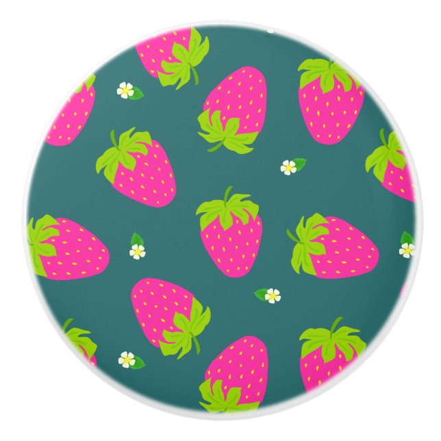 Bouton De Porte En Céramique Vert fraise (Devant)