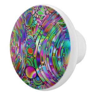 Bouton De Porte En Céramique Very colorfully abstract forms art 1