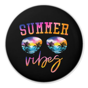 Bouton De Porte En Céramique Vibes D'Été Lunettes De Soleil Avec Palm Tree Funn