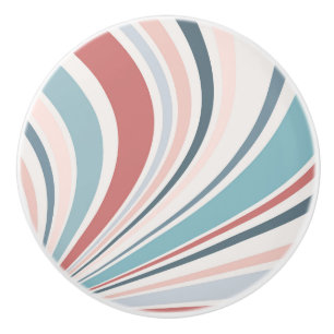 Bouton De Porte En Céramique Vibes rétro colorées en rose, bleu et gris