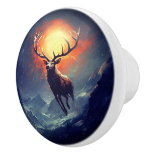 Bouton De Porte En Céramique Vic De Montagne Courir D'Un Feu Éclair