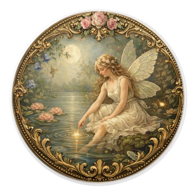 Bouton De Porte En Céramique Victorian Moonlight Fairy Knob (Devant)