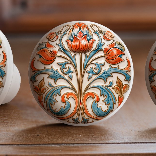 Bouton De Porte En Céramique Victorian Tulip Grandeur Ceramic Knob Pull (Créateur téléchargé)