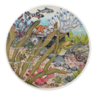 Bouton De Porte En Céramique Vie maritime côtière Moray Eel Poisson sous-marin 