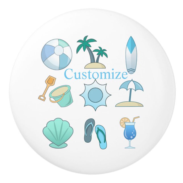 Bouton De Porte En Céramique Vie sur la plage Thunder_Cove (Devant)