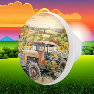 Bouton De Porte En Céramique vieux tracteur