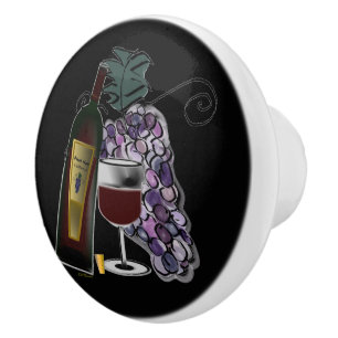 Bouton De Porte En Céramique Vin et raisins