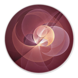 Bouton De Porte En Céramique Vin moderne élégant Abstrait Art fractal rouge