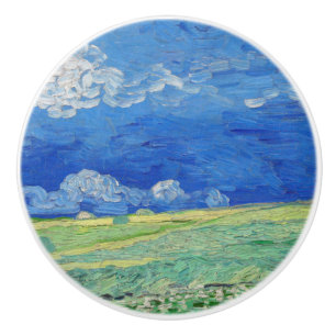 Bouton De Porte En Céramique Vincent van Gogh - Champs de blé sous des nuages o