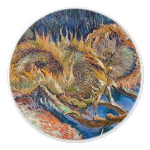 Bouton De Porte En Céramique Vincent van Gogh - Fleurs de soleil coupées en qua