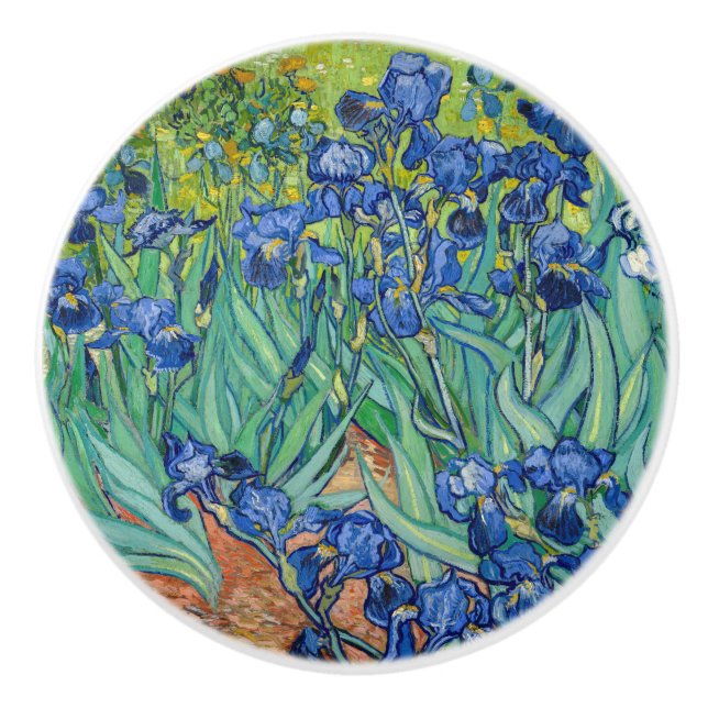 Bouton De Porte En Céramique Vincent Van Gogh - Irises (Devant)