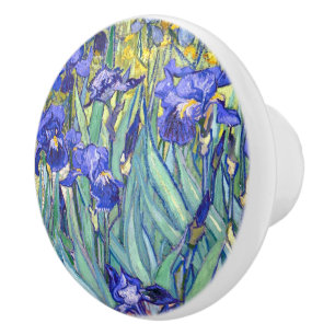Bouton De Porte En Céramique Vincent Van Gogh Irises Floral Vintage Fine Art