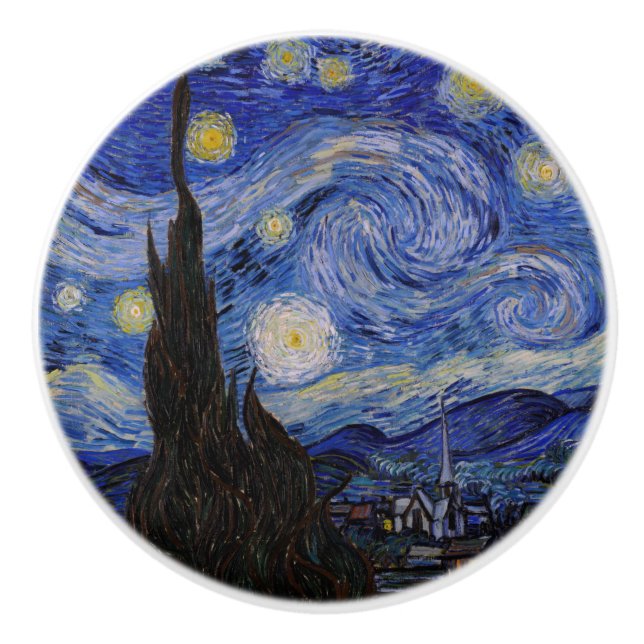 Bouton De Porte En Céramique Vincent Van Gogh - La nuit étoilée (Devant)