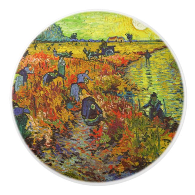 Bouton De Porte En Céramique Vincent van Gogh - Le vignoble rouge (Devant)