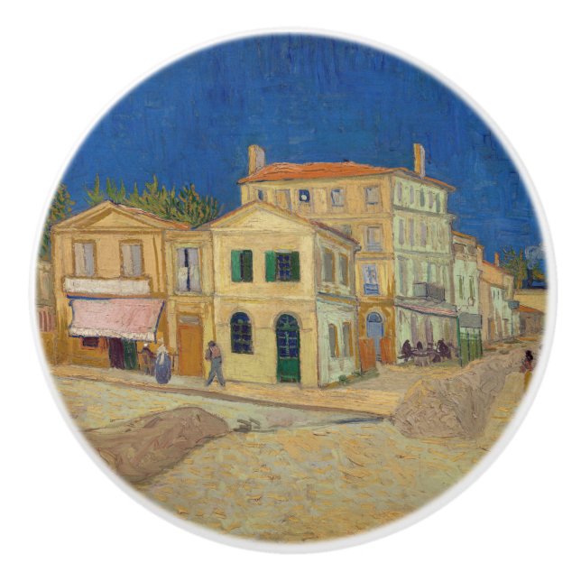 Bouton De Porte En Céramique Vincent van Gogh - Maison Jaune / Rue (Devant)