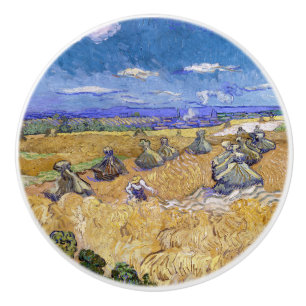 Bouton De Porte En Céramique Vincent van Gogh - Meules de blé avec des moissonn