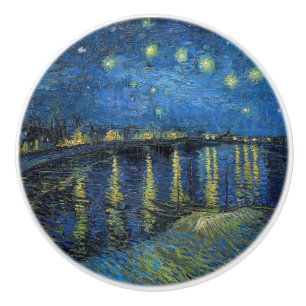 Bouton De Porte En Céramique Vincent van Gogh - Nuit étoilée sur le Rhône