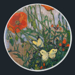 Bouton De Porte En Céramique Vincent van Gogh - Papillons et papillons<br><div class="desc">Papillons et pavots - Vincent van Gogh,  Huile sur toile,  1890</div>