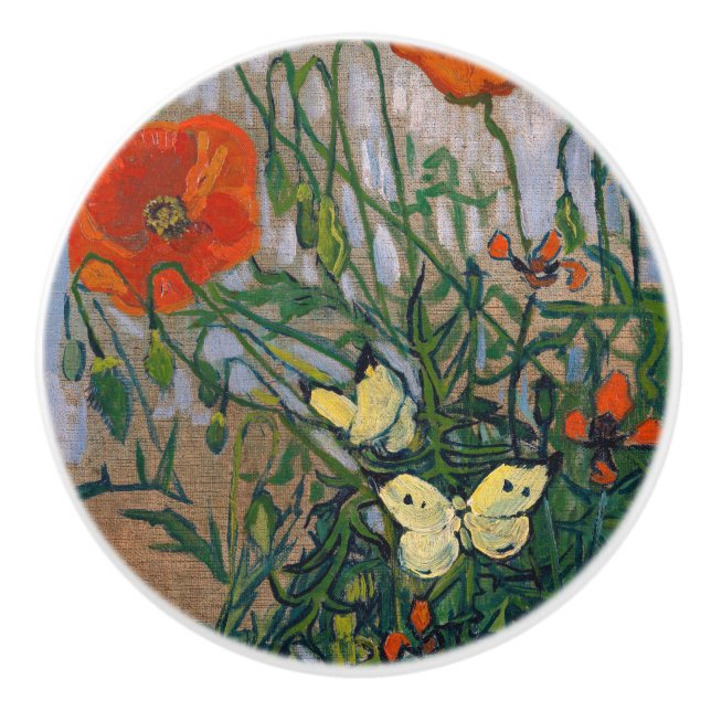 Bouton De Porte En Céramique Vincent van Gogh - Papillons et papillons (Devant)