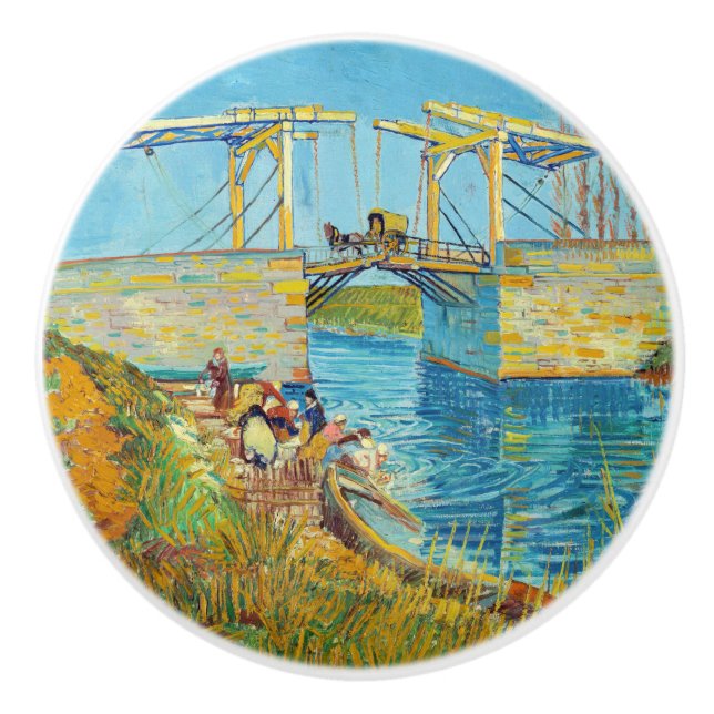 Bouton De Porte En Céramique Vincent van Gogh - Pont Langlois à Arles #1 (Devant)