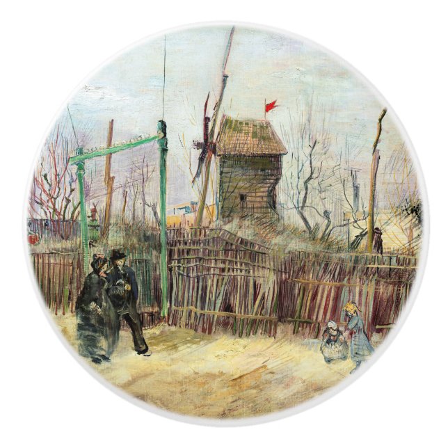 Bouton De Porte En Céramique Vincent van Gogh - Scène de rue à Montmartre (Devant)