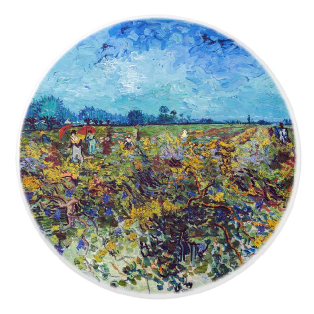 Bouton De Porte En Céramique Vincent van Gogh - Vignoble vert (Devant)
