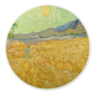 Bouton De Porte En Céramique Vincent van Gogh - Wheatfield avec une Faucheuse