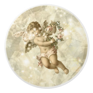 Bouton De Porte En Céramique Vintage Angel Glittering Gold V3 ID136