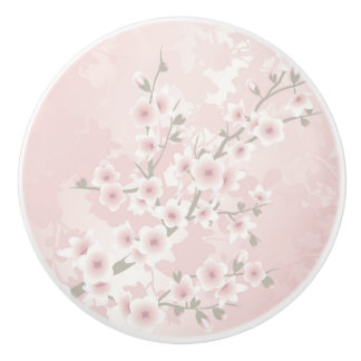 Bouton De Porte En Céramique Vintage Blush PInk Cherry Blossom