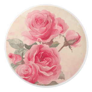 Bouton De Porte En Céramique Vintage Bouton en céramique rose vif