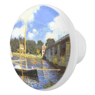Bouton De Porte En Céramique Vintage Claude Monet Le pont Argenteuil