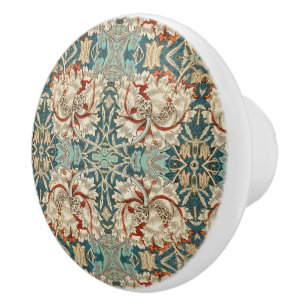 Bouton De Porte En Céramique Vintage Floral Turquoise Orange élégant Motif
