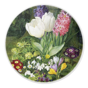Bouton De Porte En Céramique Vintage Jolie Fleurs Botaniques De Printemps