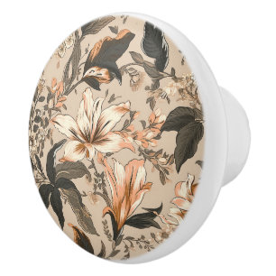 Bouton De Porte En Céramique Vintage motif floral cerceau en céramique