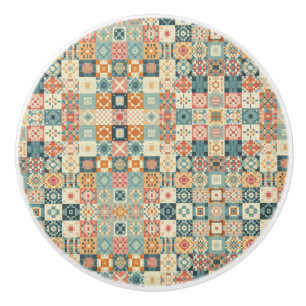 Bouton De Porte En Céramique Vintage, patchwork, paré