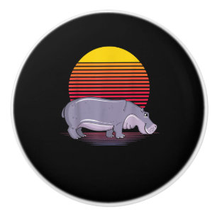 Bouton De Porte En Céramique Vintage Retro Hippo Lover Hippopotamus