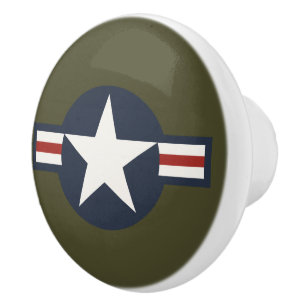 Bouton De Porte En Céramique Vintage rouge blanc bleu USAAF Insignia Star Bars