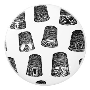 Bouton De Porte En Céramique Vintage Thimbles coudre à thème personnalisation