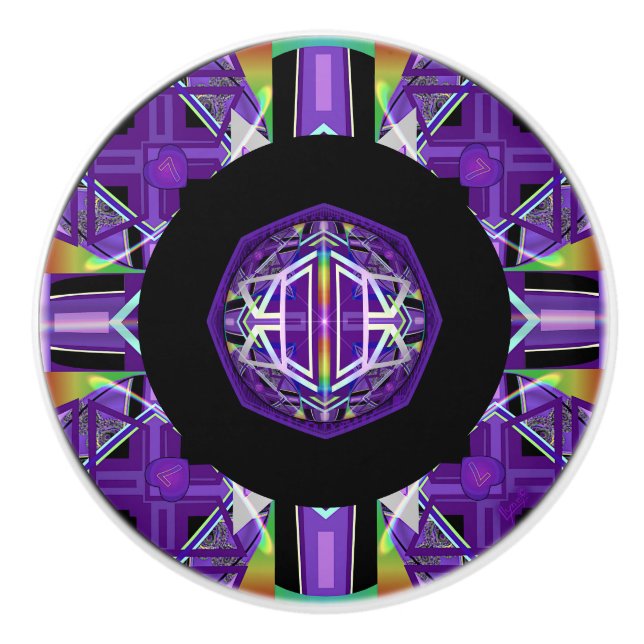 Bouton De Porte En Céramique Violet W3 (Devant)