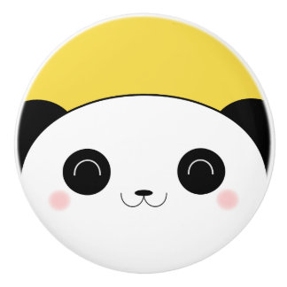Bouton De Porte En Céramique Visage attrayant heureux de panda de Cheeked