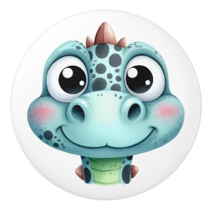 Bouton De Porte En Céramique Visage de bébé dino mignon