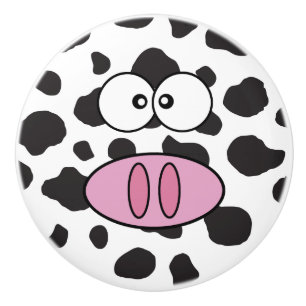 Bouton De Porte En Céramique Visage de vache, Nez de vache, Spots de vache - Ro