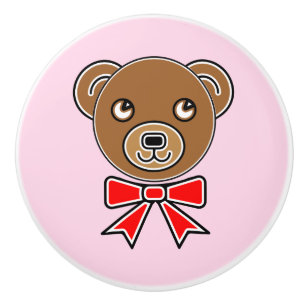 Bouton De Porte En Céramique Visage drôle d'ours
