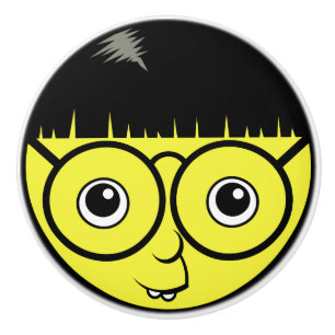 Bouton De Porte En Céramique Visage nerd