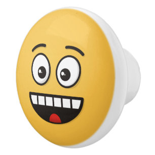 Bouton De Porte En Céramique Visage souriant avec bouche ouverte