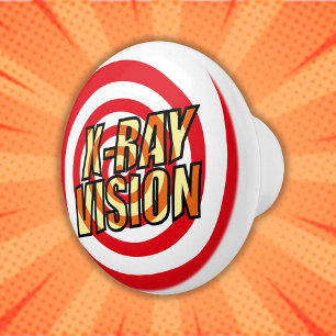 Bouton De Porte En Céramique VISION À RAYONS X Amusant Art Pop de Bande Dessiné