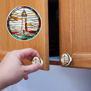 Bouton De Porte En Céramique Vitrail Faux Phare