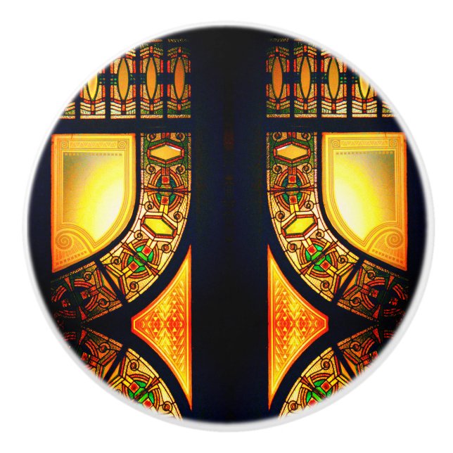 Bouton De Porte En Céramique Vitrail victorien élégant (Devant)