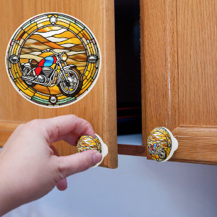 Bouton De Porte En Céramique Vitre Fausse Moto en Verre 