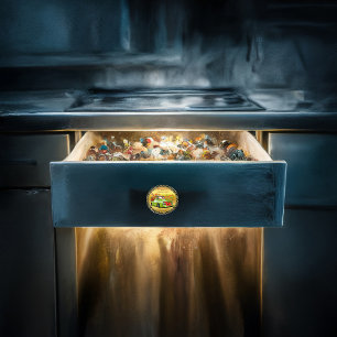 Bouton De Porte En Céramique Voici le camion de Noël de la parade des chiens d